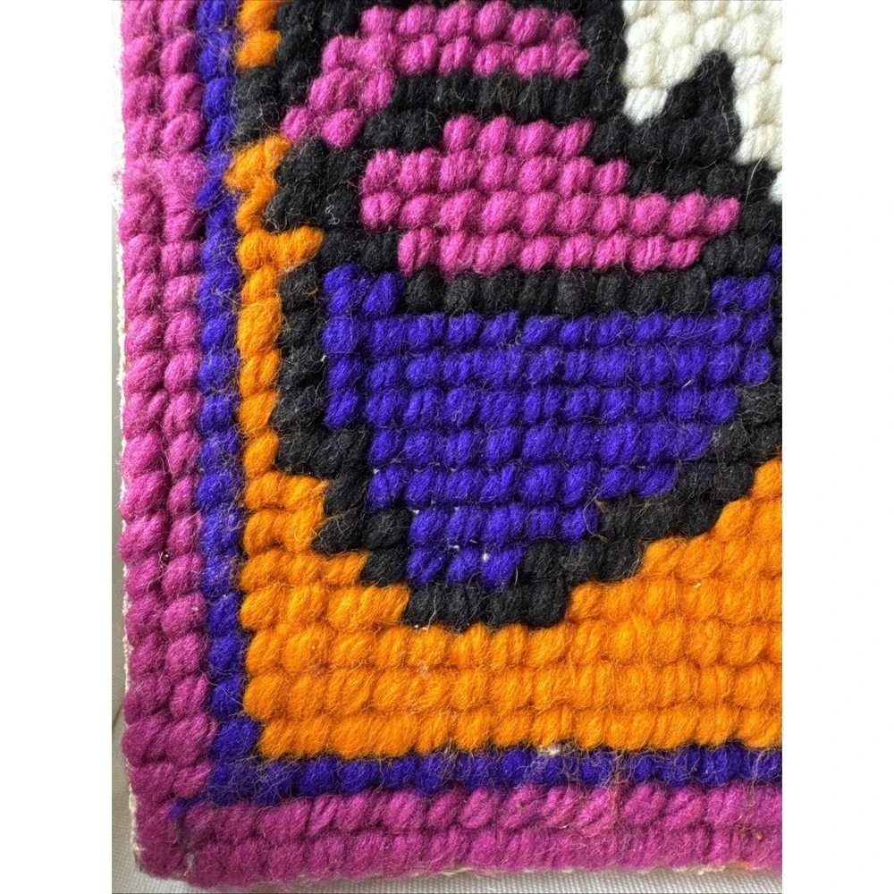 Vintage Handmade 15X15 Needlepoint‎ Panda With Scarf 1970s